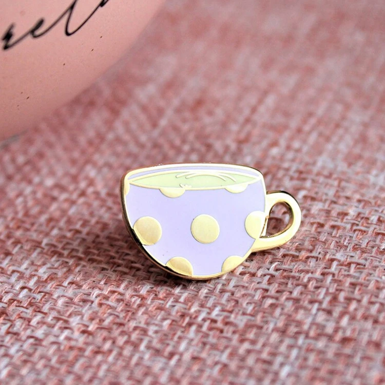 Custom Casual Cartoon Anime Lapel Pin Badge Manufacturer Coffee Cup Cute Custom Metal Made Hard Enamel Pin