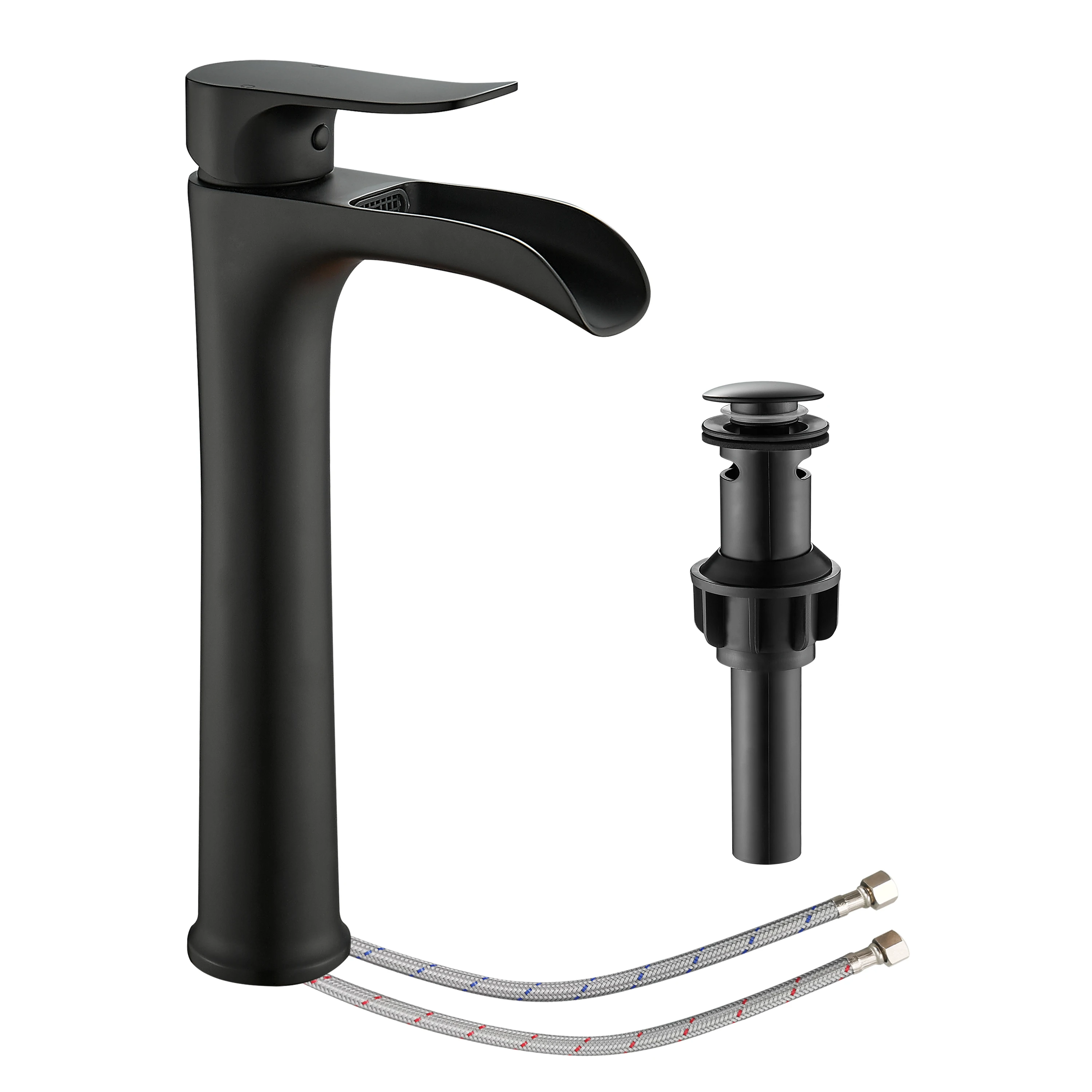 Brushed Nickel Single Handle Vessel Sink Faucet, Tall Bathroom Faucet for RV, Basin Mixer Tap Solid Brass Vanity Faucet,