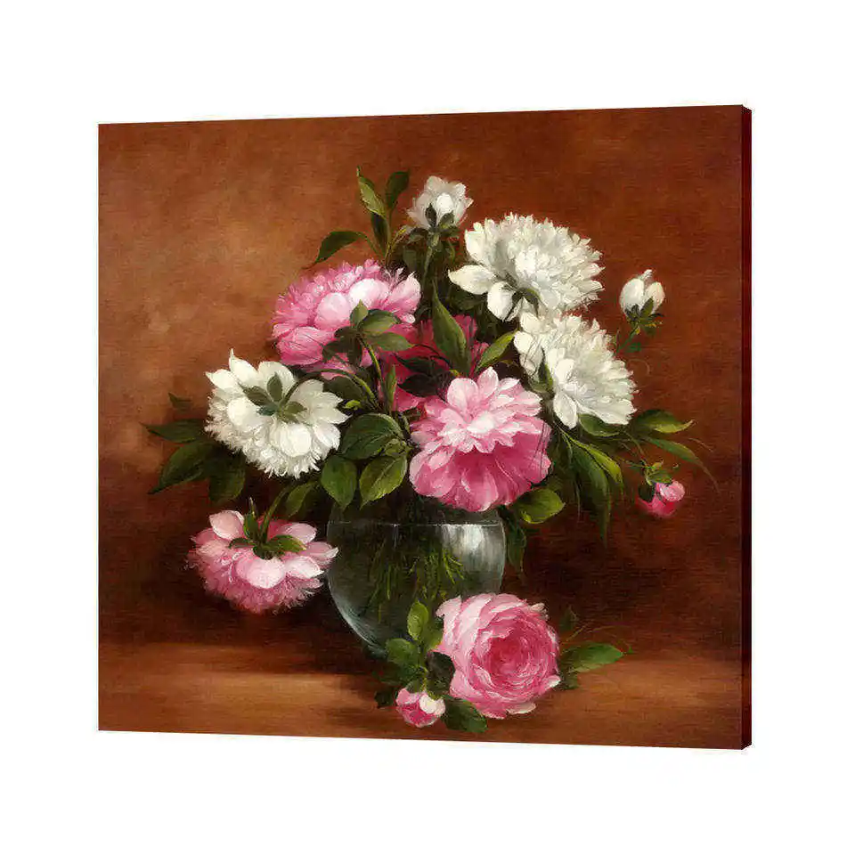 Beautiful Design Still Life Fabric Hand Made Flower Oil Painting  For Wall Decoration