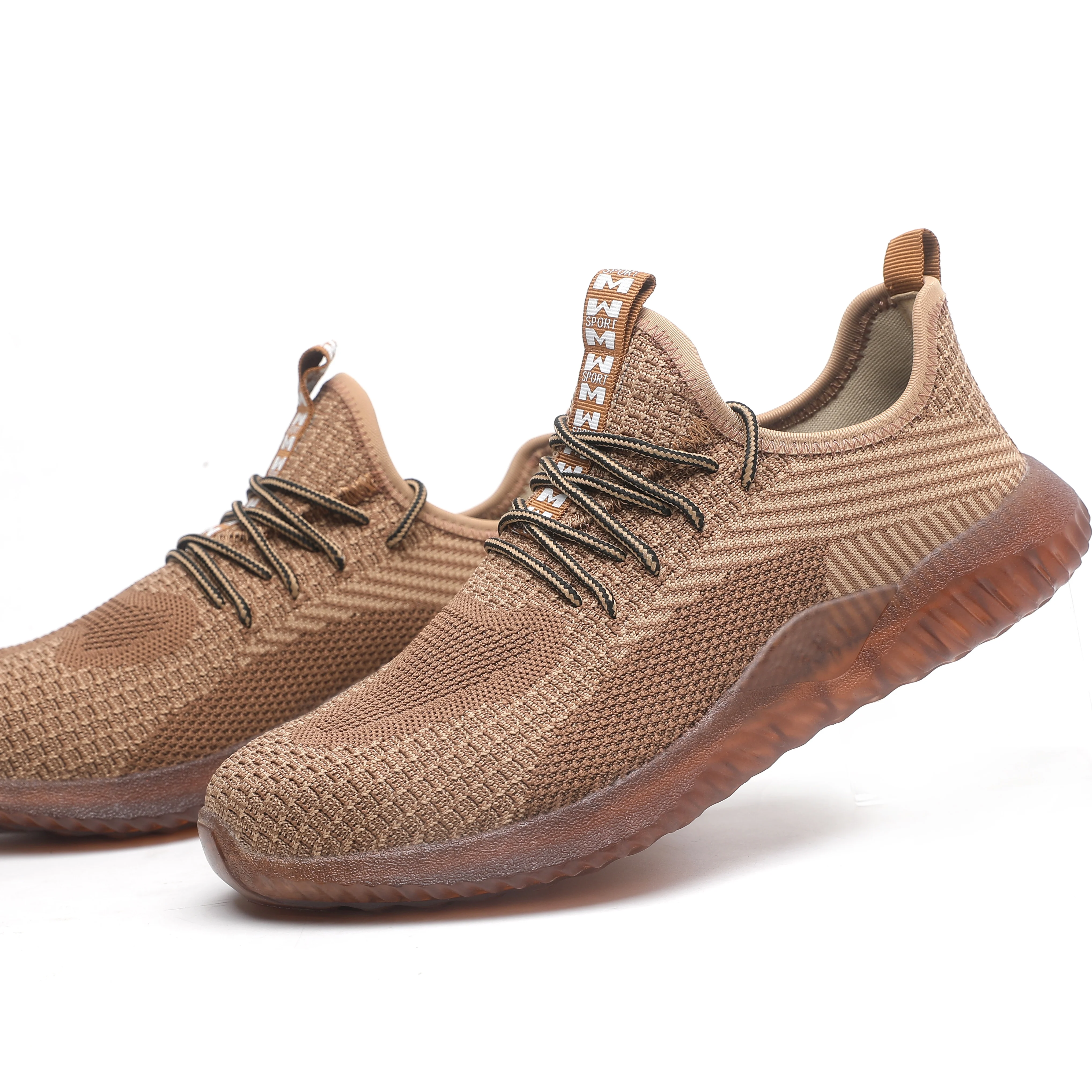 Fabric Upper Walking Style Safety Shoes Camel