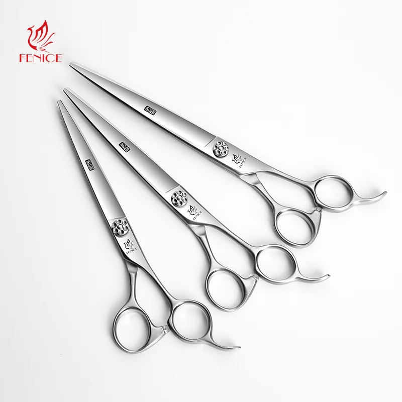 Fenice 7/7.5/8inch VG10 High Quality  Pet Grooming Cutting Scissors Straight Shears With Adjustable Bearing Screw