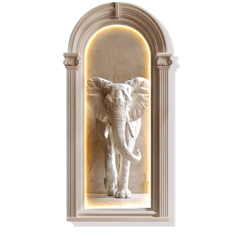 Elephant entrance decorative painting modern retro corridor aisle wall painting moral good three dimensional relief mural light