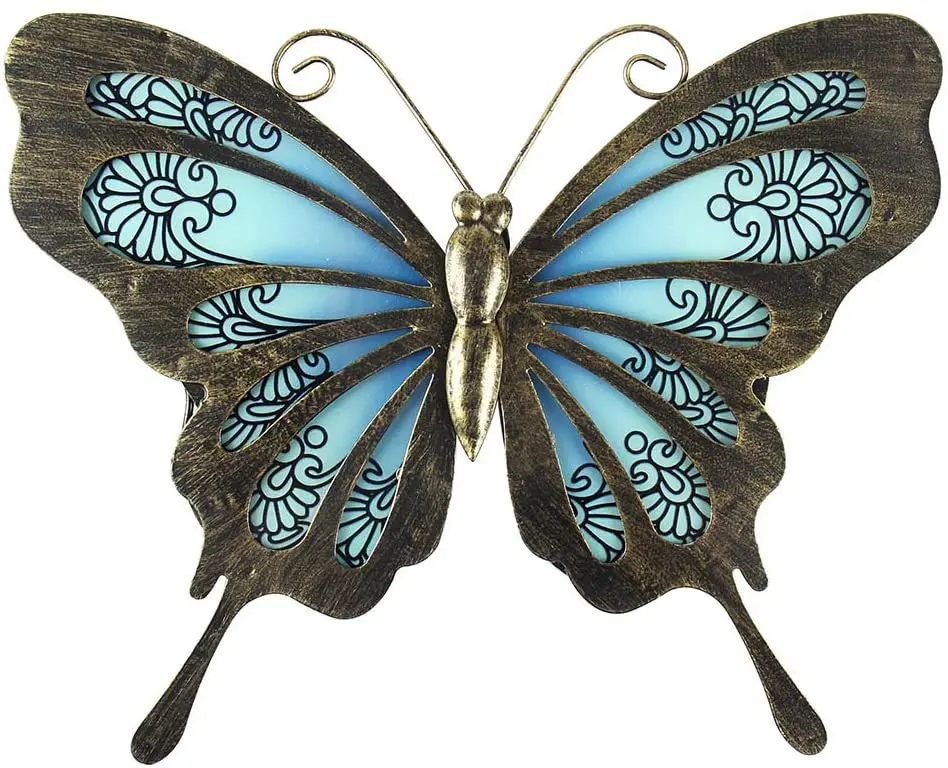 Metal Butterfly Wall decoration outdoor garden fence art hanging glass decoration patio or bedroom