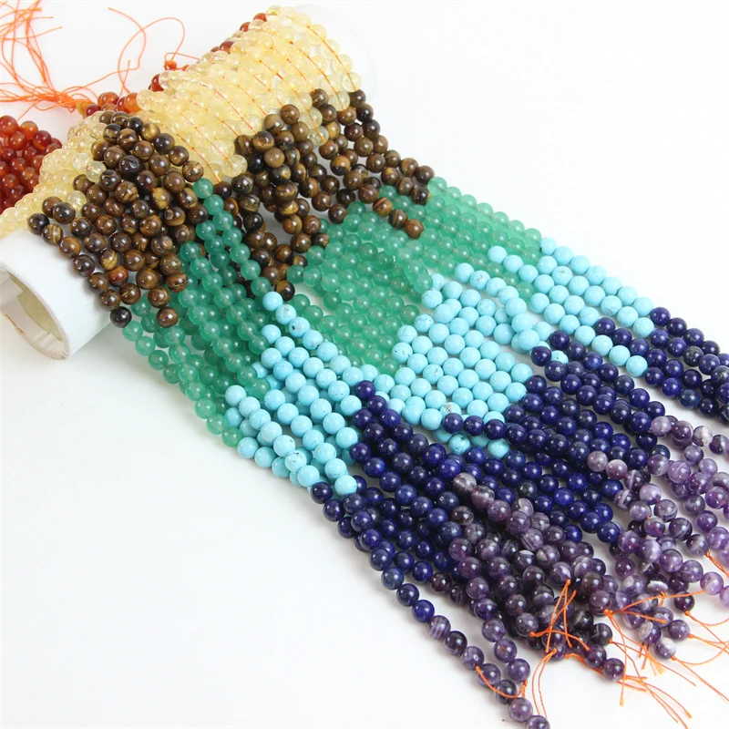 Pasirley Wholesale Natural Stone Seven Chakras Colorful Round Loose Beads for Jewelry Making Crafts Design