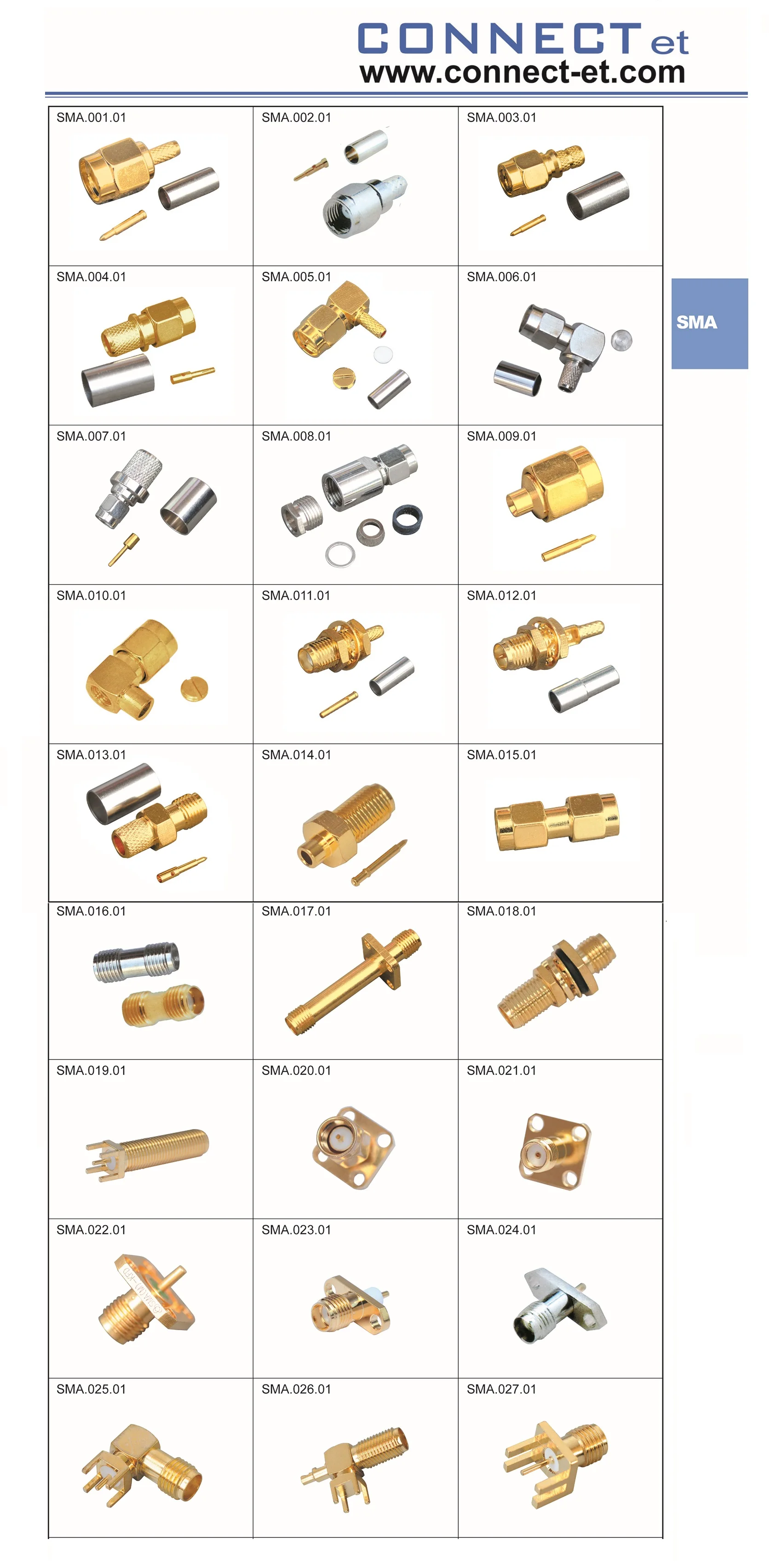 SMA MALE  RIGHT ANGLE CRIMP TYPE FOR RG58/LMR195/50-3