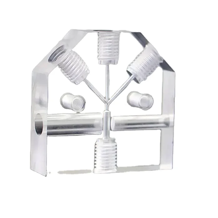 Multi Port Acrylic Manifold CNC Routing Machined  Parts Durable Acrylic Block CNC Turning Acrylic Parts