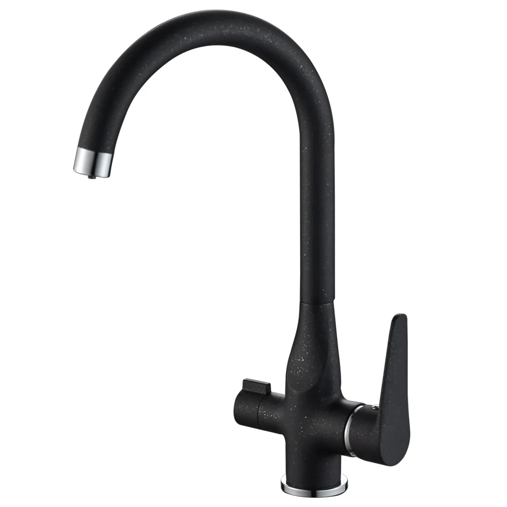 High Quality Special black paint hot cold purifier water dual handle 3 Way Kitchen Faucet