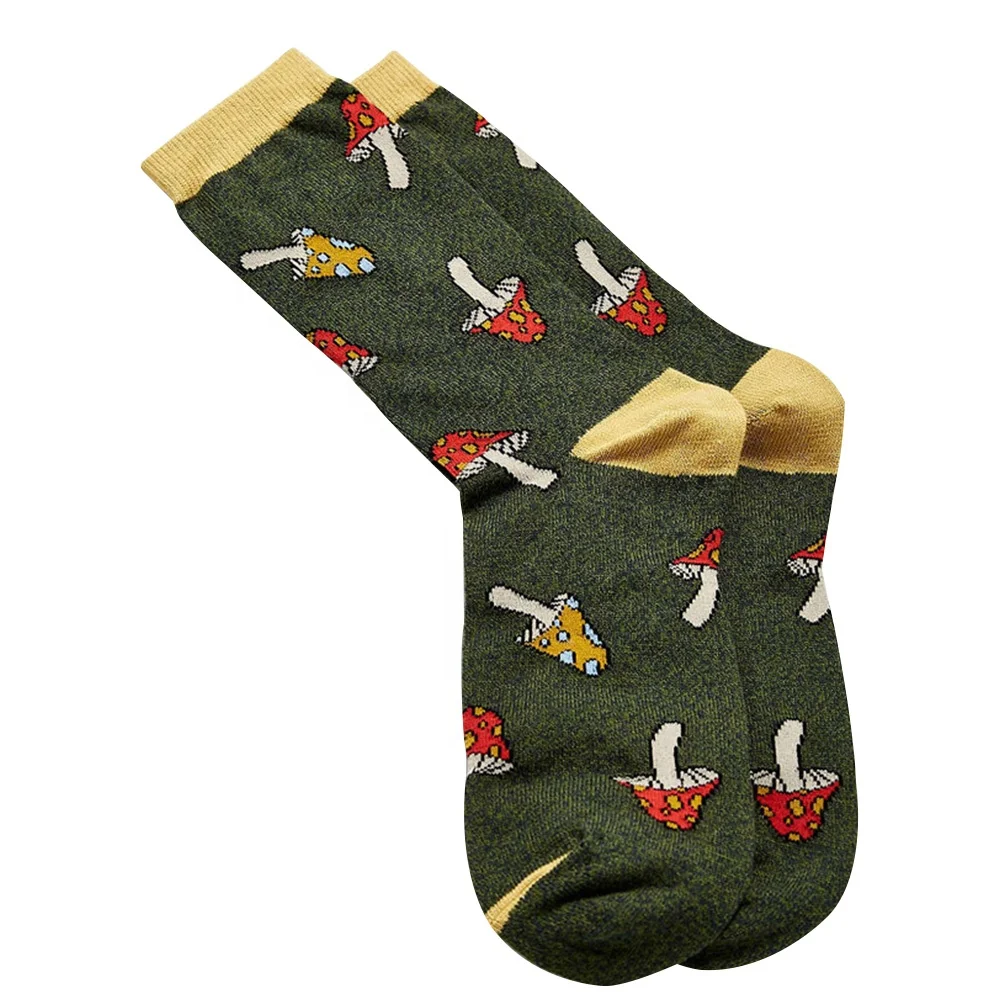 Custom Combed Cotton Cute Jacquard Knit Mushrooms Socks