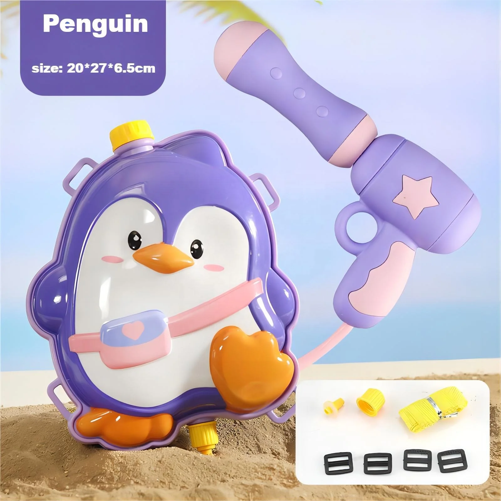 Best Seller Summer Outdoor Penguin Water Gun Toy Animal Design Water Gun Backpack For Beach Pool