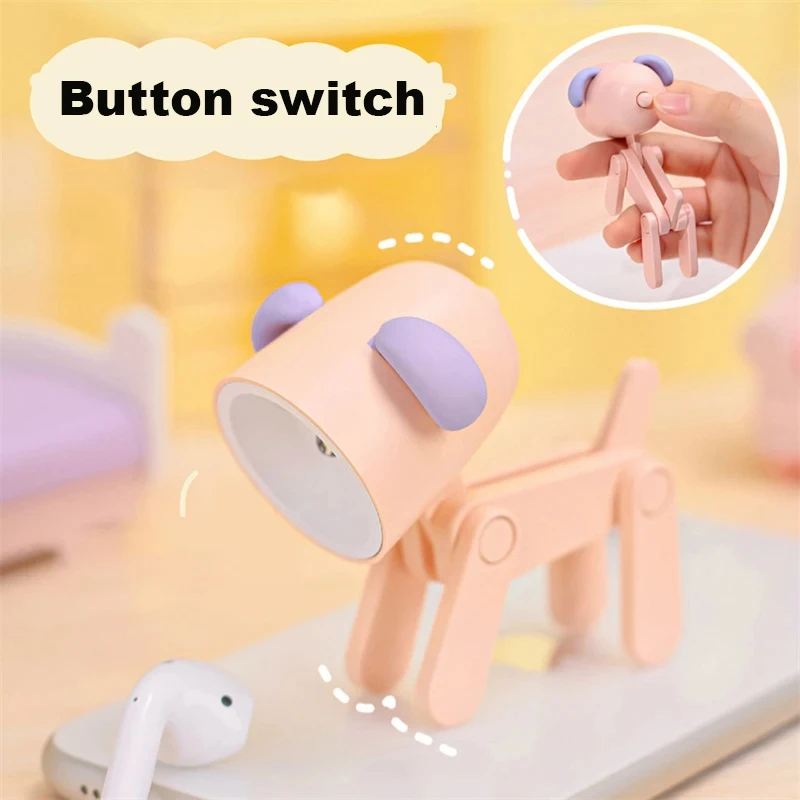 Led Night Light Mini Cute Pet Light Cartoon Dog Deer Dinosaur Folding Table Lamp Kids Room Bedside Bedroom Living Room Decor