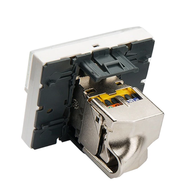 French Single Port Ethernet Faceplate Outlet  Toolless  STP CAT6A  Modular Jack Legrand Type RJ45 Wall Face  Plate