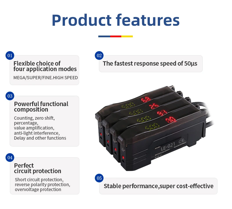 Leraun Fiber Optic Sensor Proximity Photoelectric Digital Display Fiber Optic Amplifier Sensor With Ultra-Fast Response