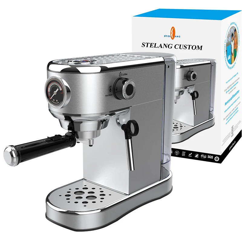 Italian Stainless Steel Latte Coffee Machine SemiAutomatic Electric Cappuccino Espresso CoffeeMaker