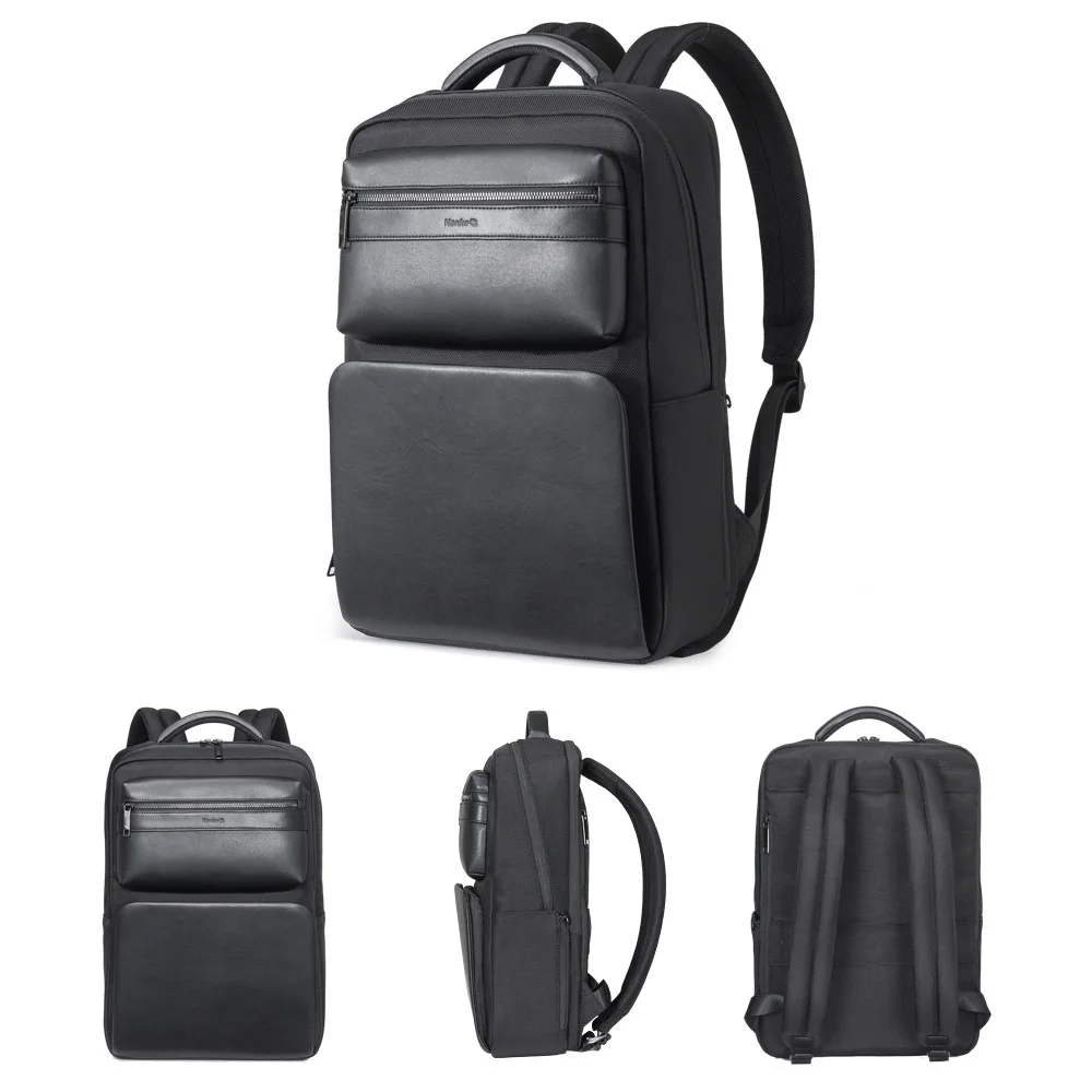 
Hanke Men Leather Backpack Bags Male Nylon Waterproof Polyester Back Pack Custom 15inch Computer Bag Leather Business Backpack 