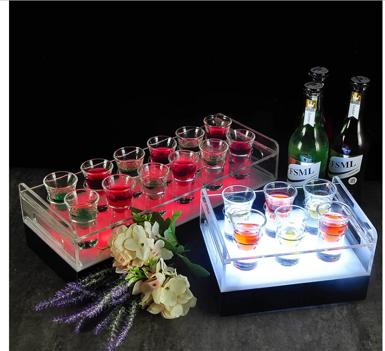 Hot sale in night club  6 PCS acrylic LED wine glass holder