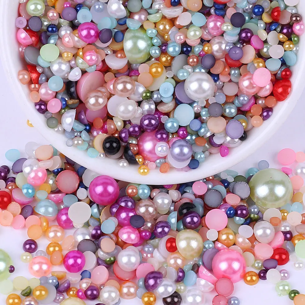Yantuo Factory Hot Selling Plastic 8mm/2000pcs Colorful AB Coating Half Round Flat Back Pearls Beads for Garment