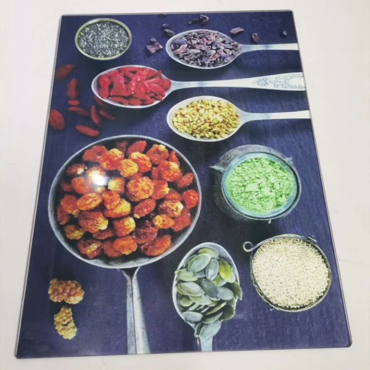 custom wholesale fruit design sublimation tempered glass cutting board kitchen unbreakable chopping board toughened customized