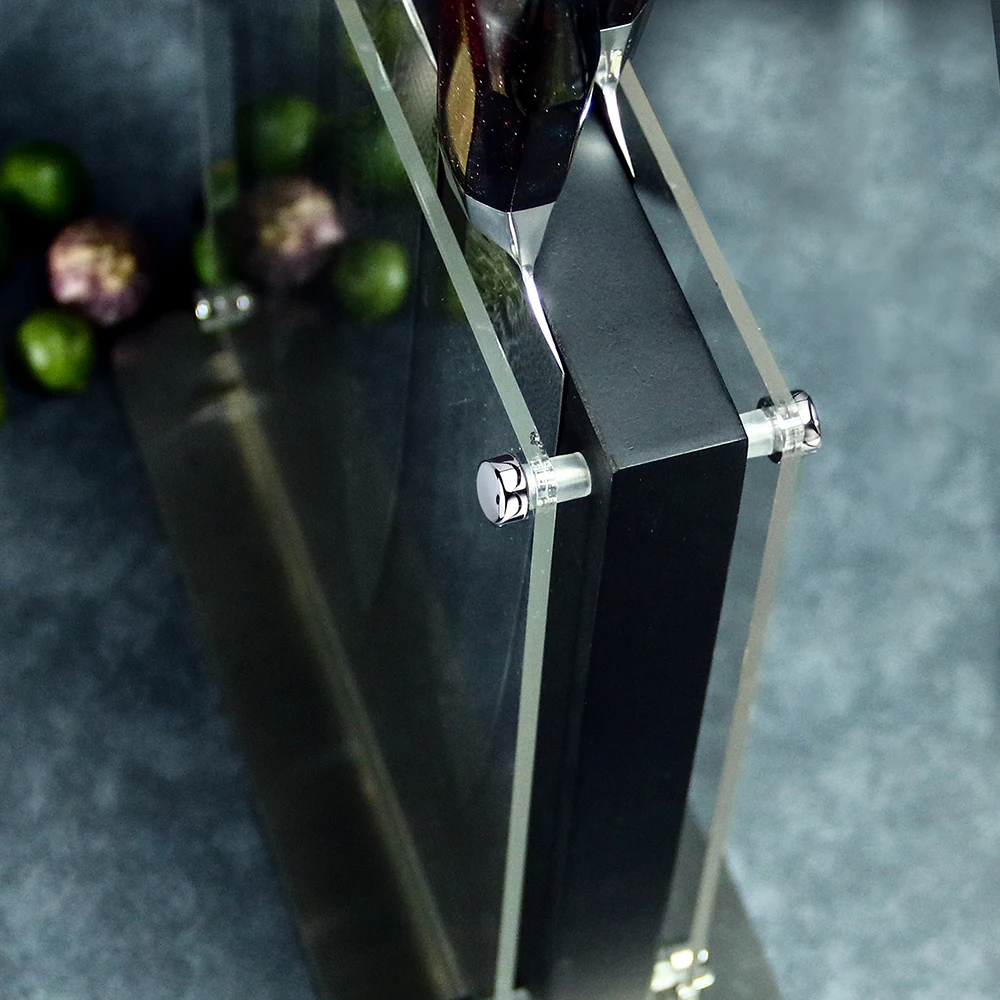 Steel Base with Aciacia Magnetic Knife Holder Both Sides Black Block