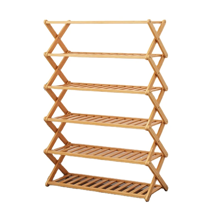 Hot Selling Portable Multi Tier Shoe Rack Folding Modern Holder Shelf Stand Foldable Bamboo Storage Organizer Wooden Shoe Rack