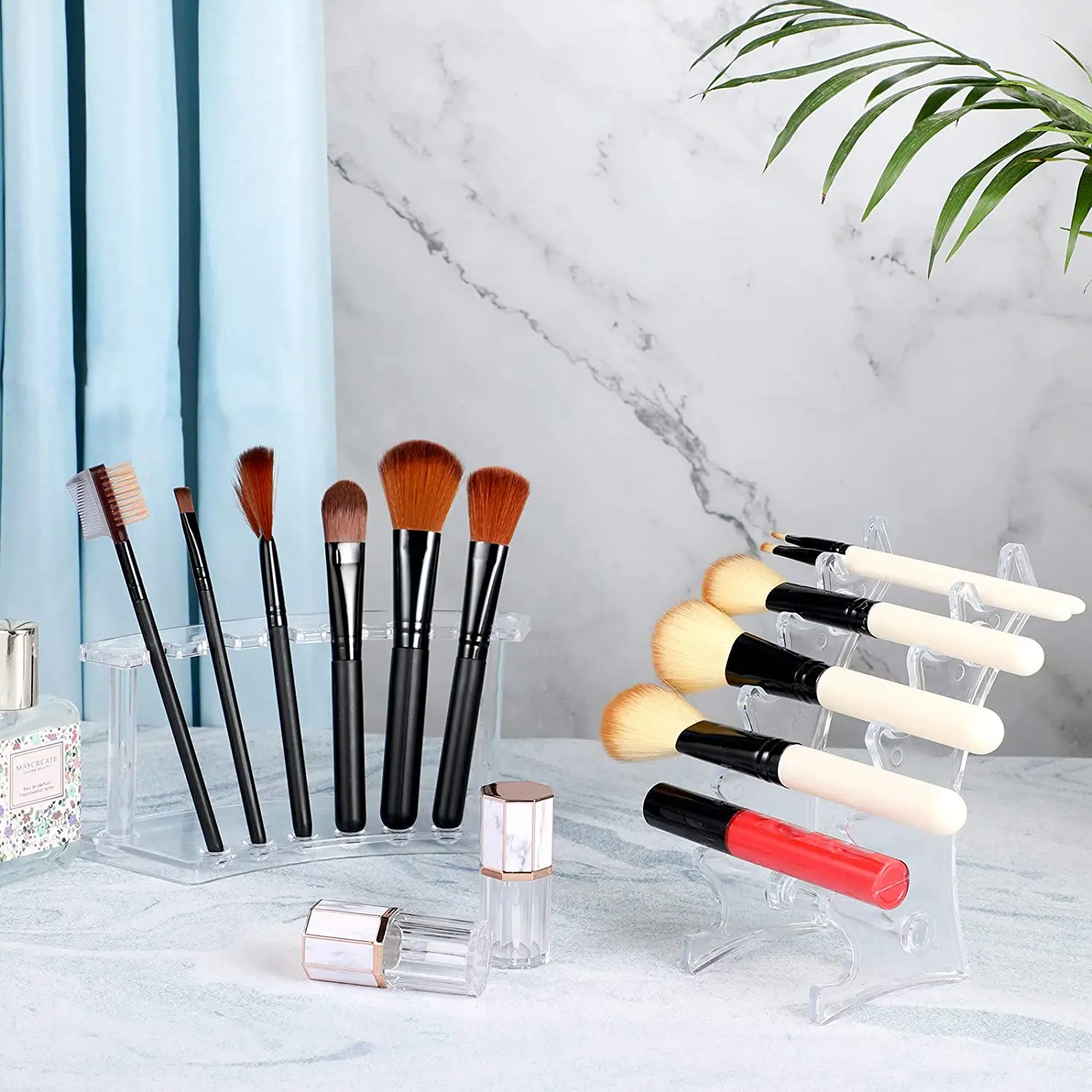 6-Slot 2 Kinds Vertical and Horizontal Pen Display Stand Rack Eyebrow Pen Stand Makeup Brush Rack Organizer