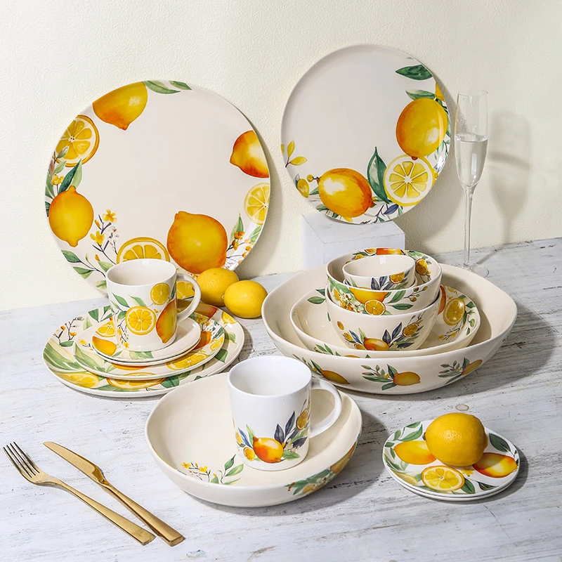 Creative decal restaurant hotel tableware wedding serving bowls plates sets dinnerware ceramic dinnerware sets