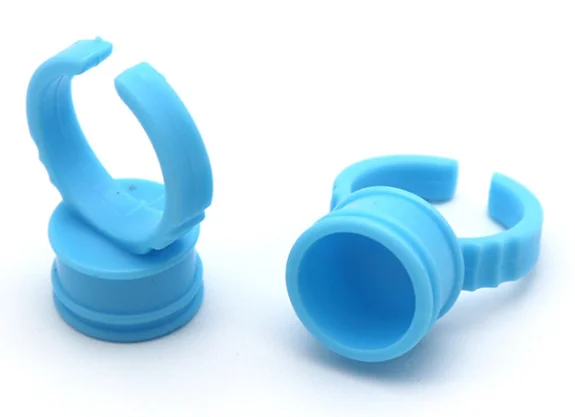 Disposable Pink Blue Plastic Tattoo Pigment Ring Ink Cups Holder Tools Eyelash Extension Glue Rings