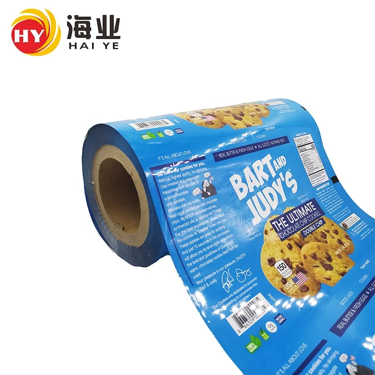 Custom Printing Food Grade Plastic Foil Packaging Film Roll Snack Cookies Biscuit Packaging Film