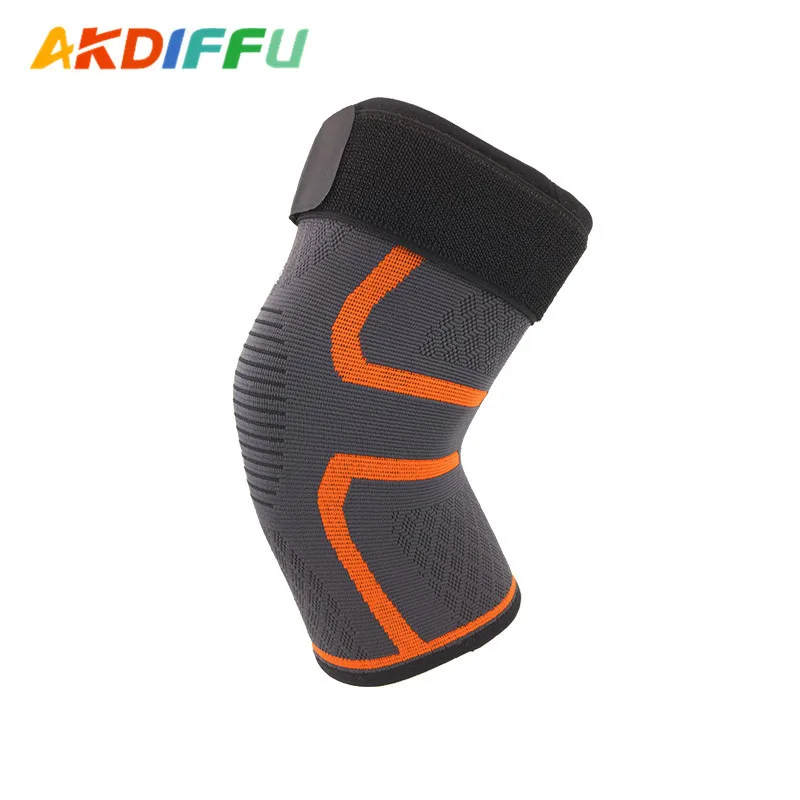 Wholesale Nylon Knitted Breathable Good Elastic Knee Compression Sleeves Knee Pads with Strap Support for Knee pain