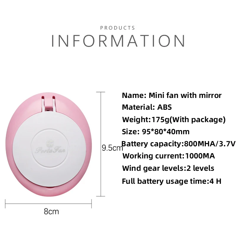 FX-T51 фен для ресниц с зеркалом маленькие вентиляторы маникюра USB-зарядное устройство ручной мини-вентилятор