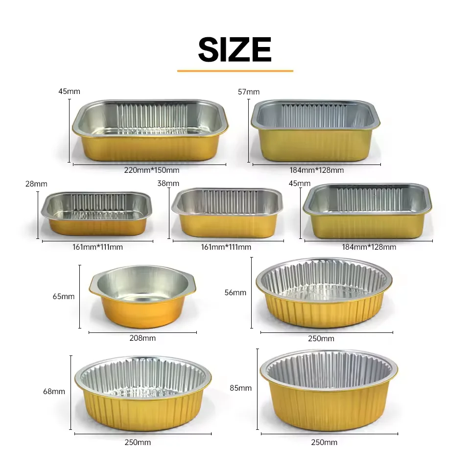 Food grade tin box 1890ml baking disposable aluminum foil container snail tray PP paper cover import and export takeout