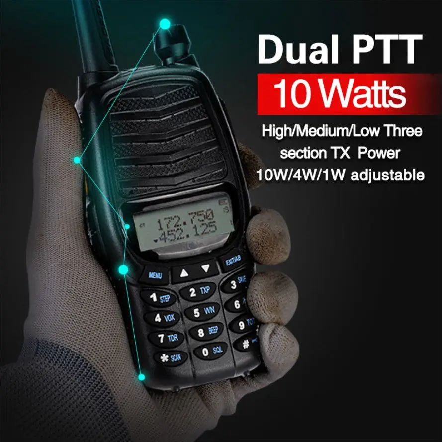 Baofeng UV X9 Plus 10W powerful Walkie Talkie dual ptt Dual Band VHF/UHF 10km range Portable Radio upgraded of uv 82 for hunting