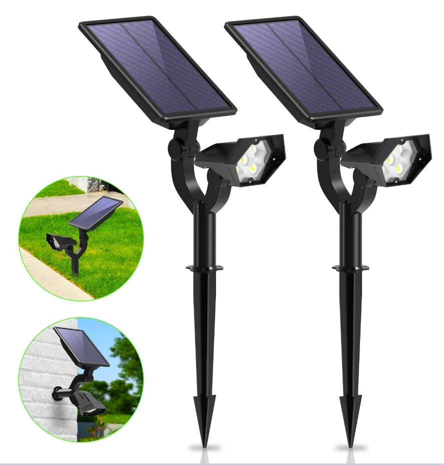 solar power led garden light hot sale 2 pack spotlight for yard