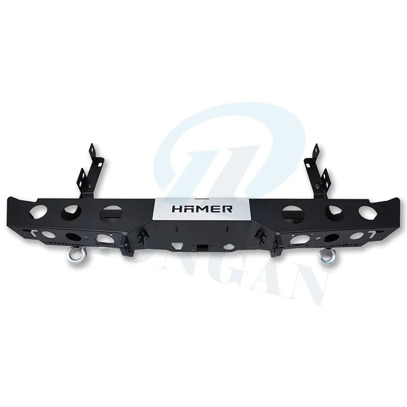 Factory Custom Hamer Heavy Duty Rear Bumper Finished with Black Powder Coat for Durability and Corrosion Resistance