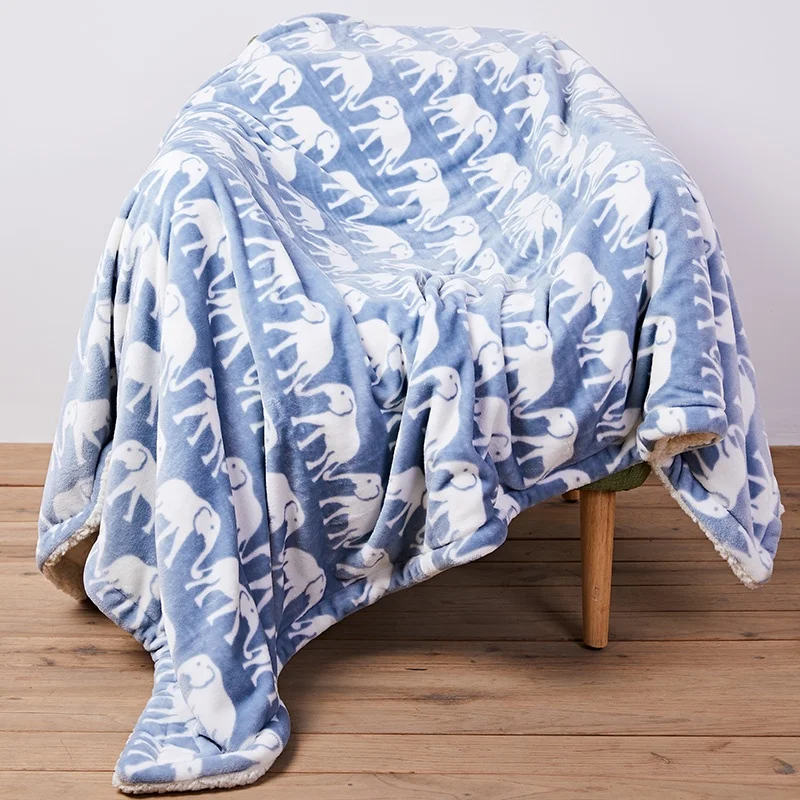 NEW design hot sale Custom Plush Throw Blanket Elephant Sherpa Fleece Blanket Double Fleece Blanket