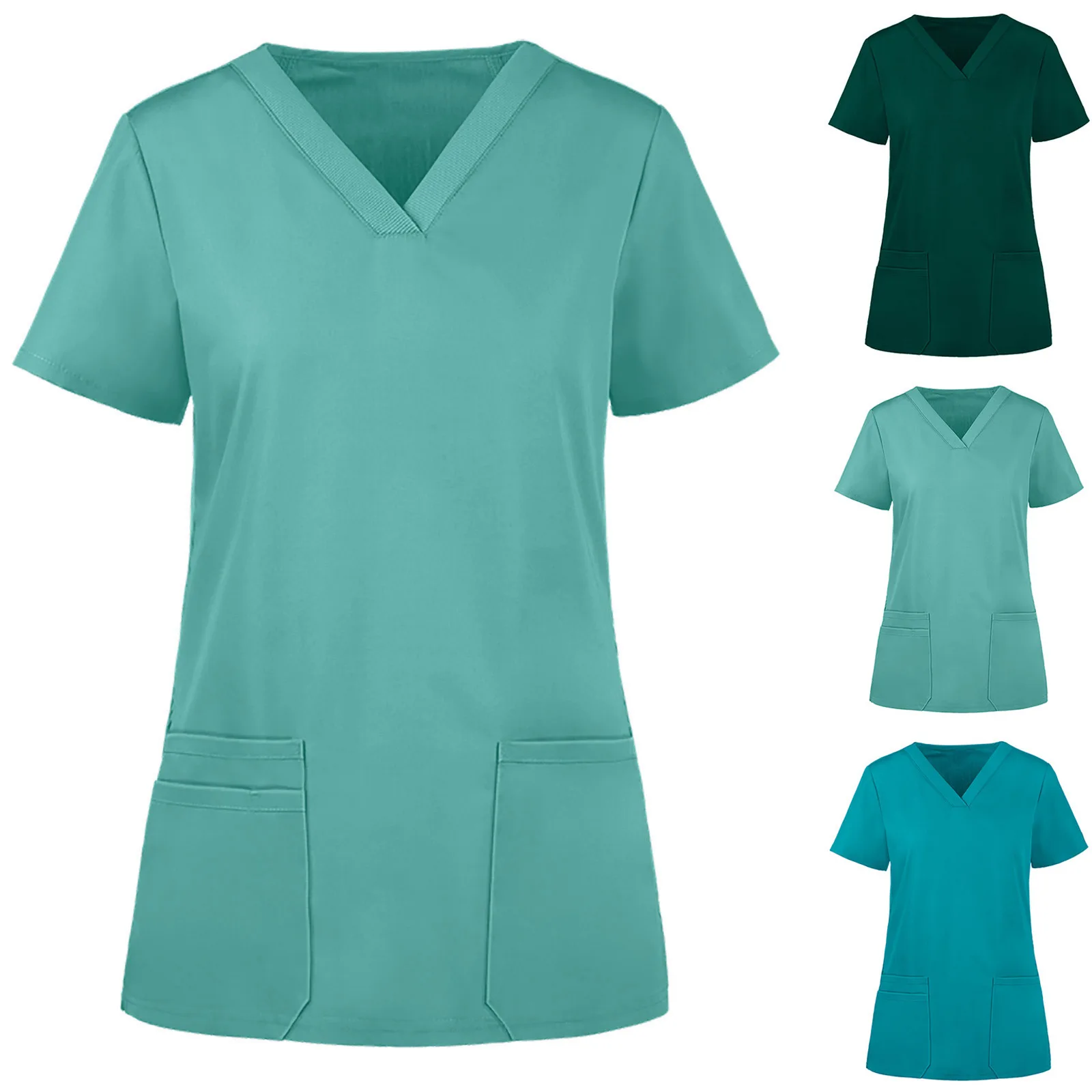 OEM Hospitality Shirt Uniform Logo Slim Scrubs Uniforms V Neck Top Uniform For Women