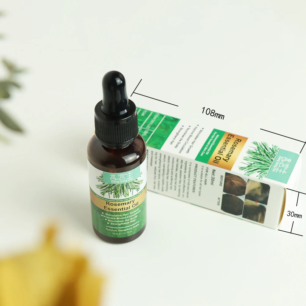 Custom Bottle Natural Skin Hair Eyelash Growth Organic Rosemary Coconut Oil Carrier Rapid Growth Liquid Essential Oil