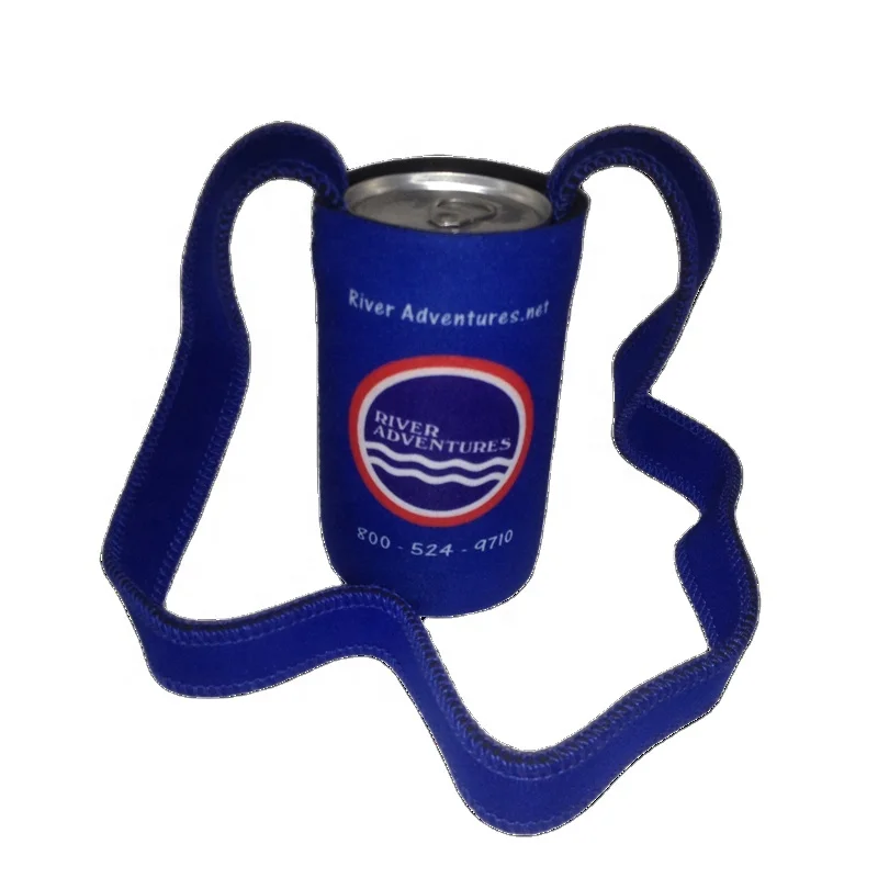 OEM Foldable Neoprene Tube Can Cooler With Lanyard