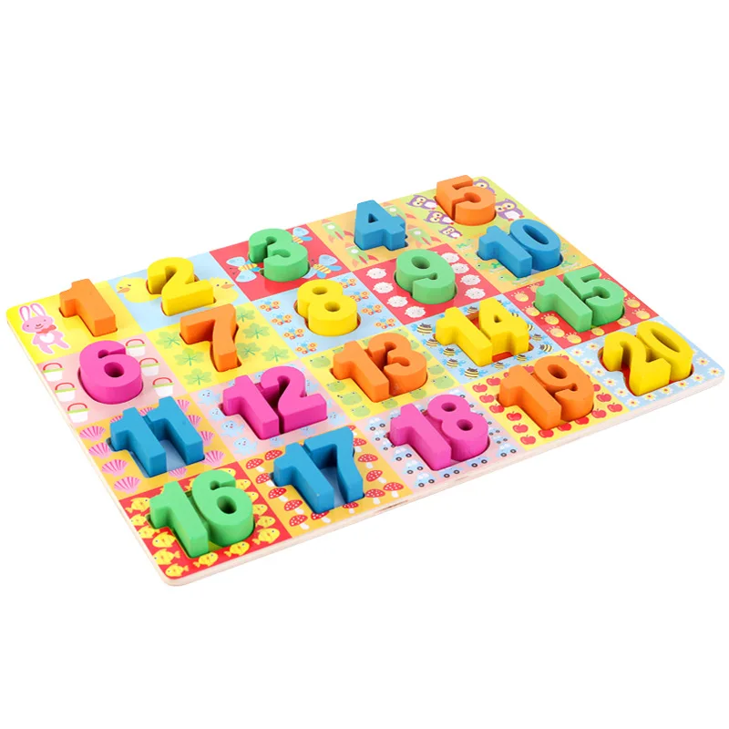 ABC Digital Wooden Jigsaw Puzzle Early Learning Alphabet Number Puzzles Preschool Educational Baby Toys for Children