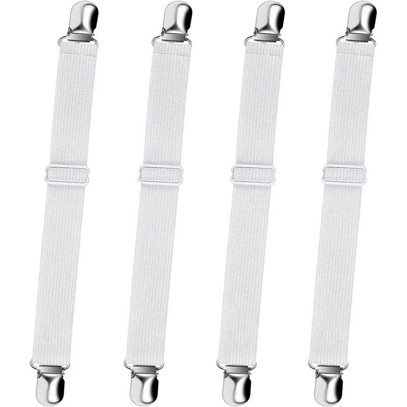 Adjustable Elastic Sheet Straps Heavy Duty Bed Sheet Grippers Suspenders for Mattresses Fitted Sheets