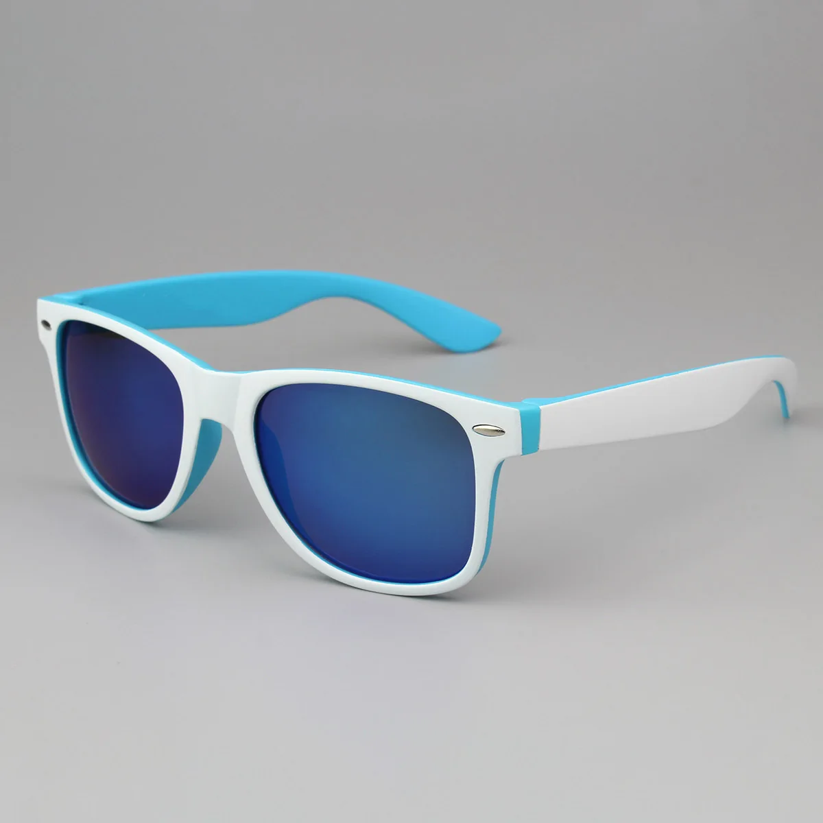 Custom Logo CE UV400 Two-Tone Sunglasses with Blue and Black PC Lens Promotion Gift Plastic Sunglasses