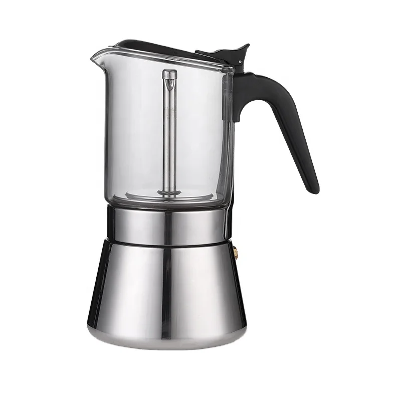 New Style 240ml 6 Cups Stovetop Espresso Moka Coffee Maker Mocca Stainless Steel For Electric Stove Moka Pot