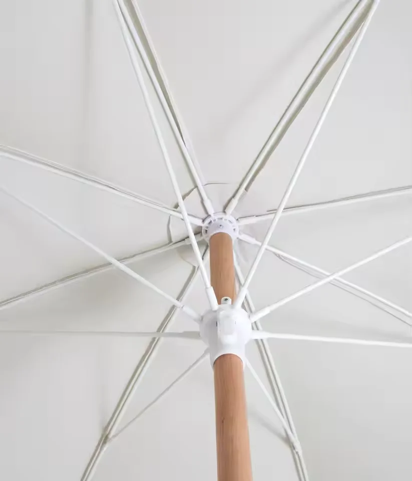 Glamping commercial modern outdoor beach umbrella parasol garden wooden cotton beach umbrella with tassels