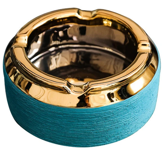 ceramic shell with golden steel base ashtray anti slip  SW200567