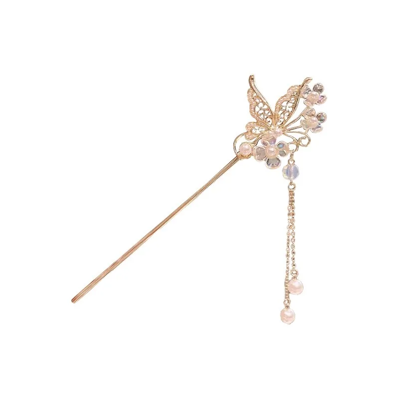 wholesale butterfly temperament ancient style walking head decorated with senior hair hairpin Chinese hairpin fringe hair clasp