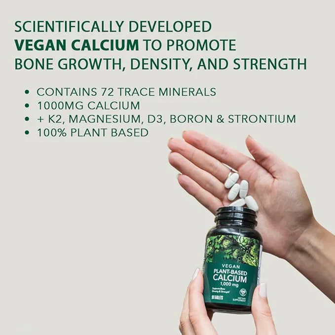 Plant fusion Vegan Calcuim Capsules Support Bones Density Strength 1000mg Supplement