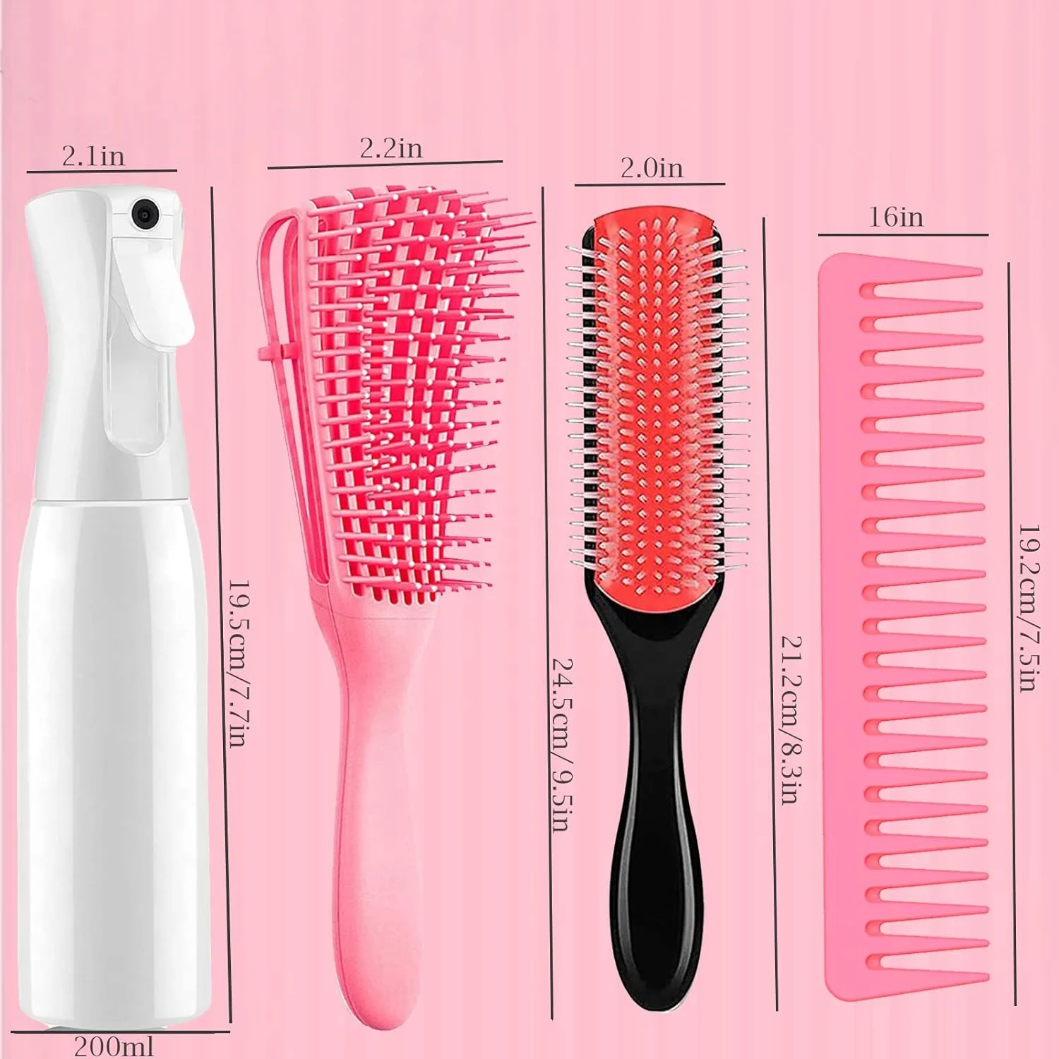 Barber 6Pcs Detangling Hair Brush Shower Set Edge Control Hair Comb Custom Logo Curly Scalp Massager Shampoo Brush For Women