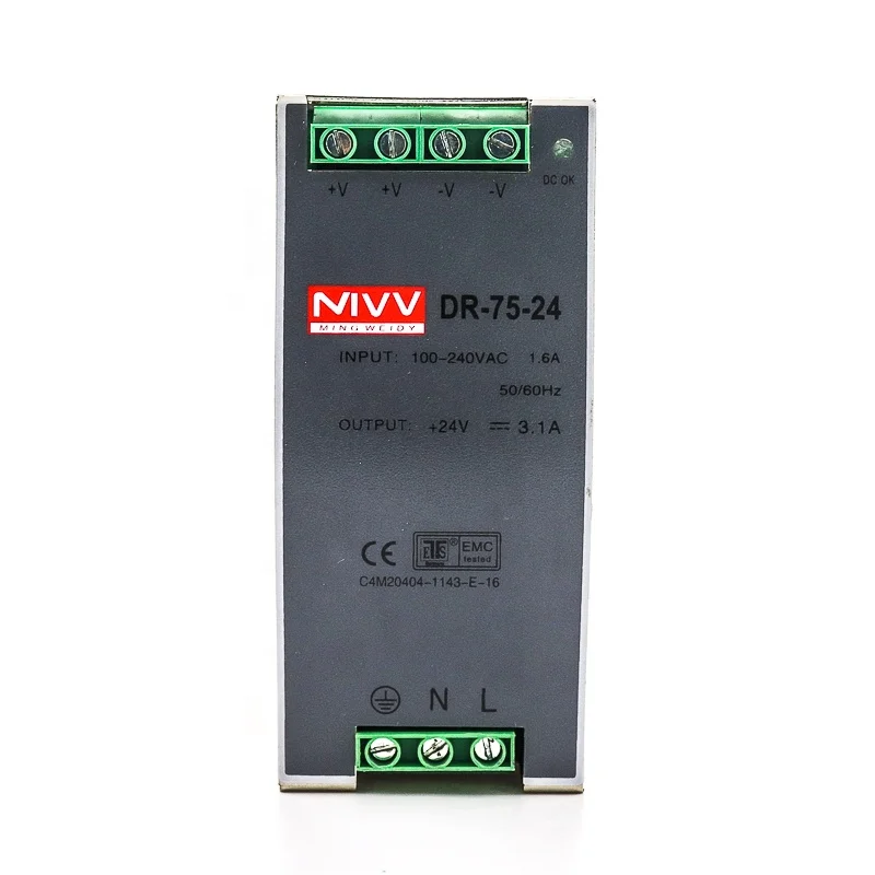 To 24v Switch Power Supply Din Rail DR-75 Industrial Control 3.2A 220VAC 51 - 100W Single