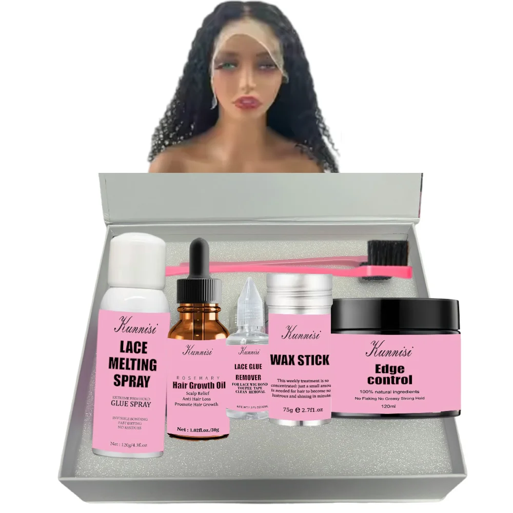MOQ 200 OEM lace glue remover hair wax stick edge control hair extension tool lace wig install kit