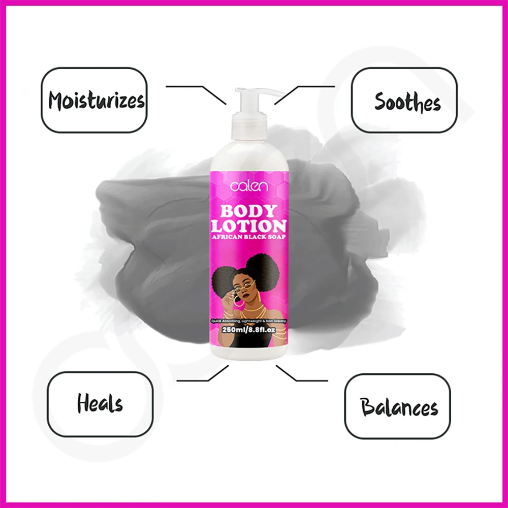 Oalen OEM ODM 250ml Brightening and Fading Dark Spots African Black Soap Hydrating Body Lotion