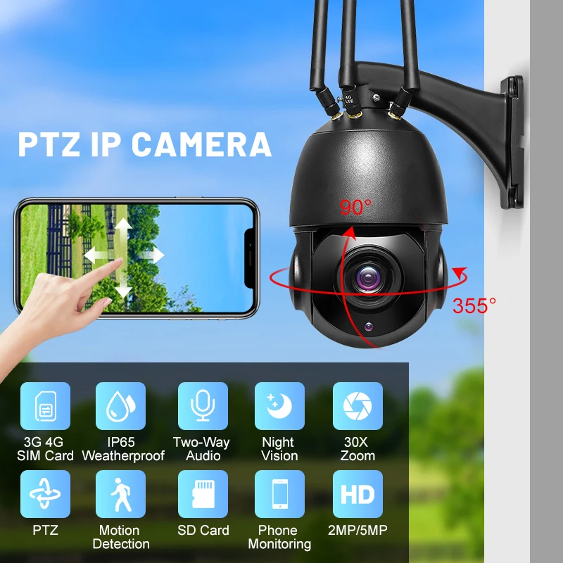 4G Wifi Lan все в одном Ptz камера видеонаблюдения 30-кратный зум 5 Мп Ip смарт-камера с автоматическим отслеживанием система камер